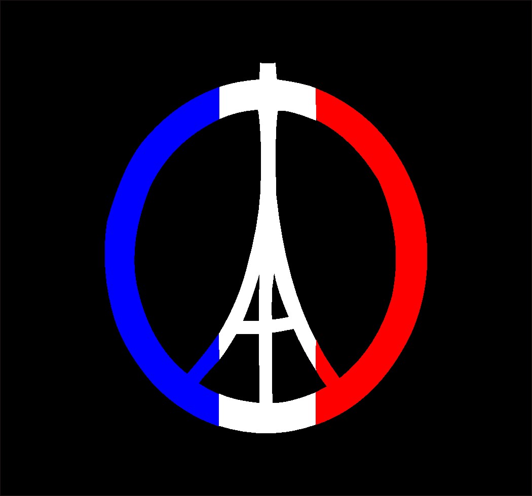 Paris Peace Eiffel tower for black - no glitterflake